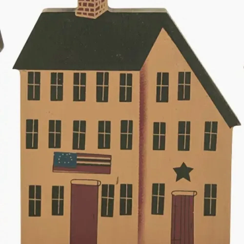 Primitive Country Wooden House Block Set Farmhouse Rustic Salt Box Home Decor